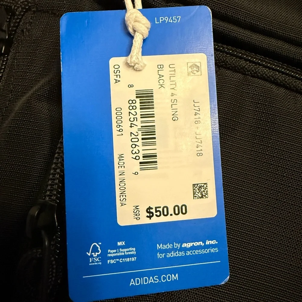 adidas Utility 4 Sling Bag, Men's, Adjustable Strap, Zip Closure, Black
